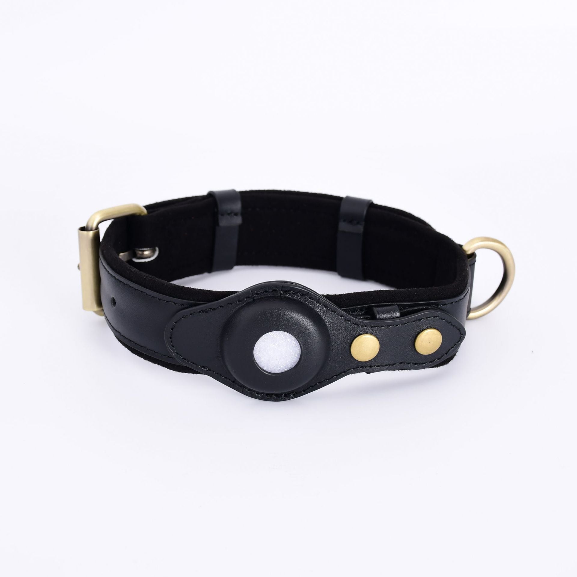Leather AirTag Dog Collar With Secure GPS