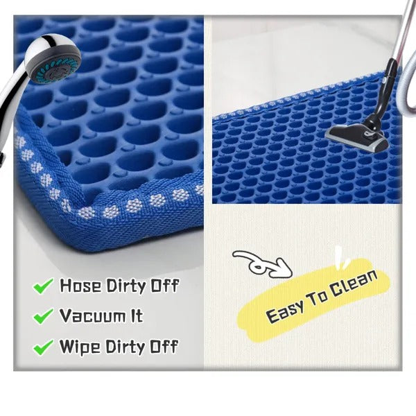 MiLi EVA Cat Litter Mat Double Layer Traps Scatter Blue