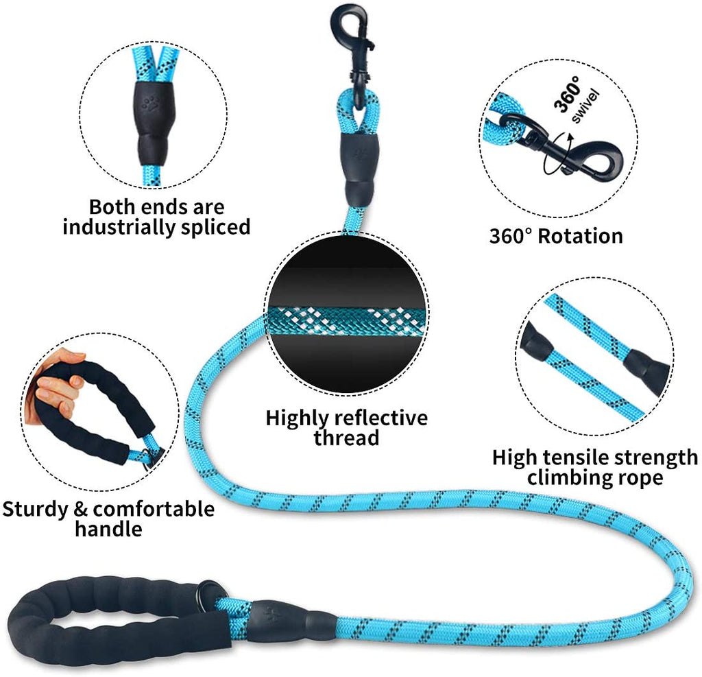 Reflective Nylon Dog Leash 1.5M Heavy Duty Padded Grip