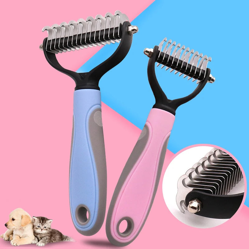 Double-Sided Pet Fur Knot Cutter Grooming Comb For Dogs Cats