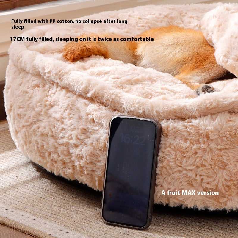 Removable Washable Plush Pet Nest — Cozy Round Bed for Pets