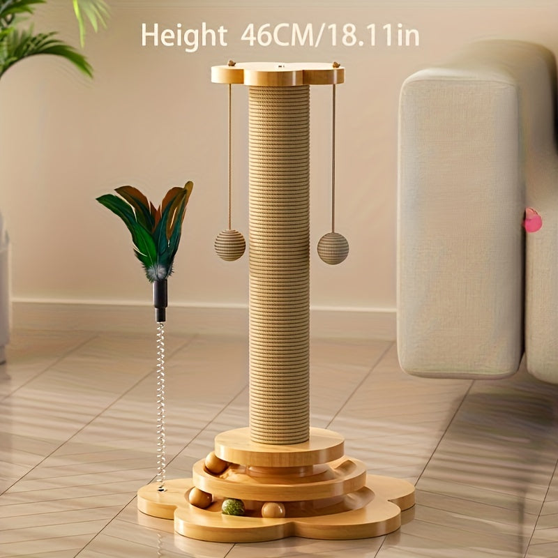 Interactive Multi-Layer Cat Scratcher With Rotating Platform & Toys