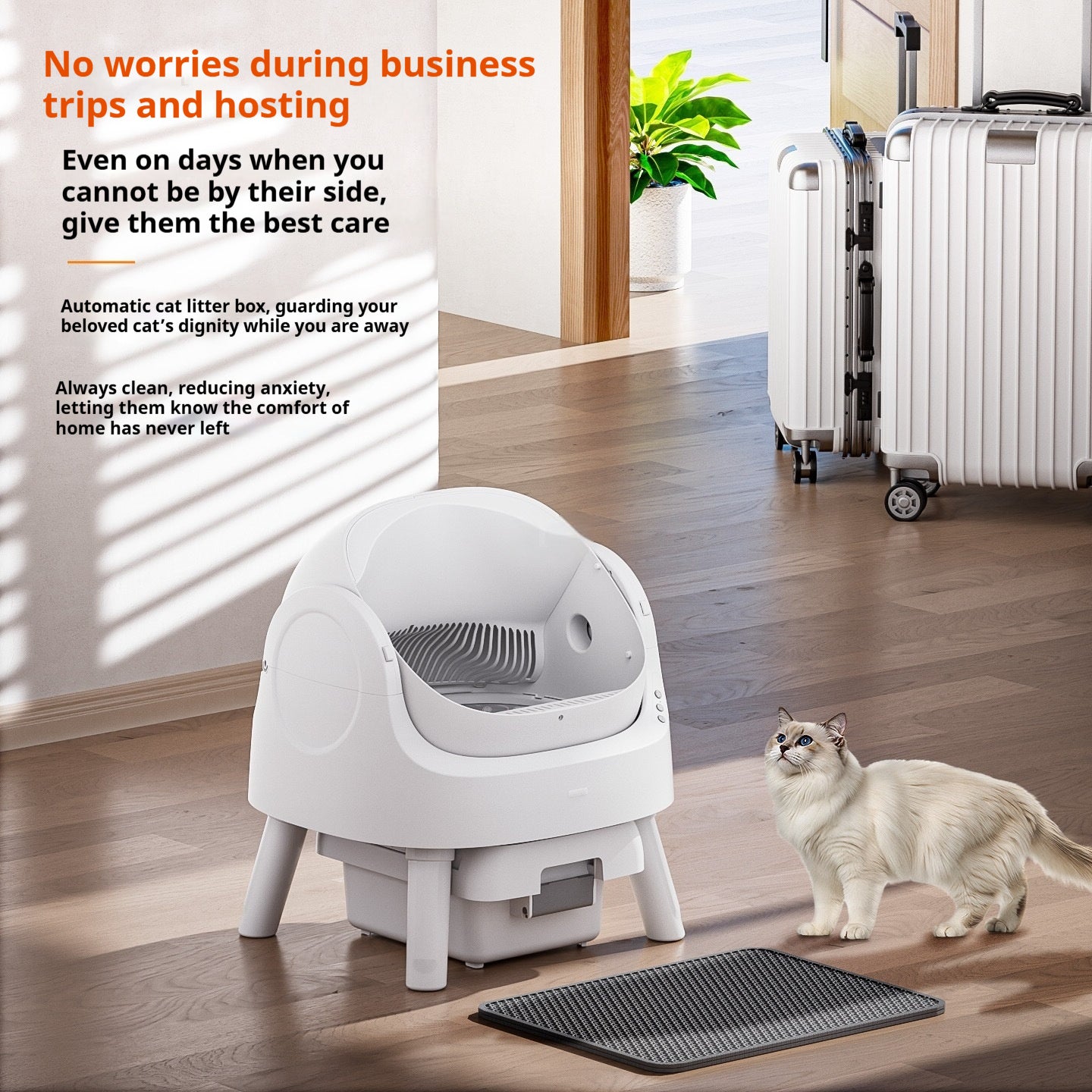 Open Automatic PVC Cat Litter Box Deodorizing White Kit