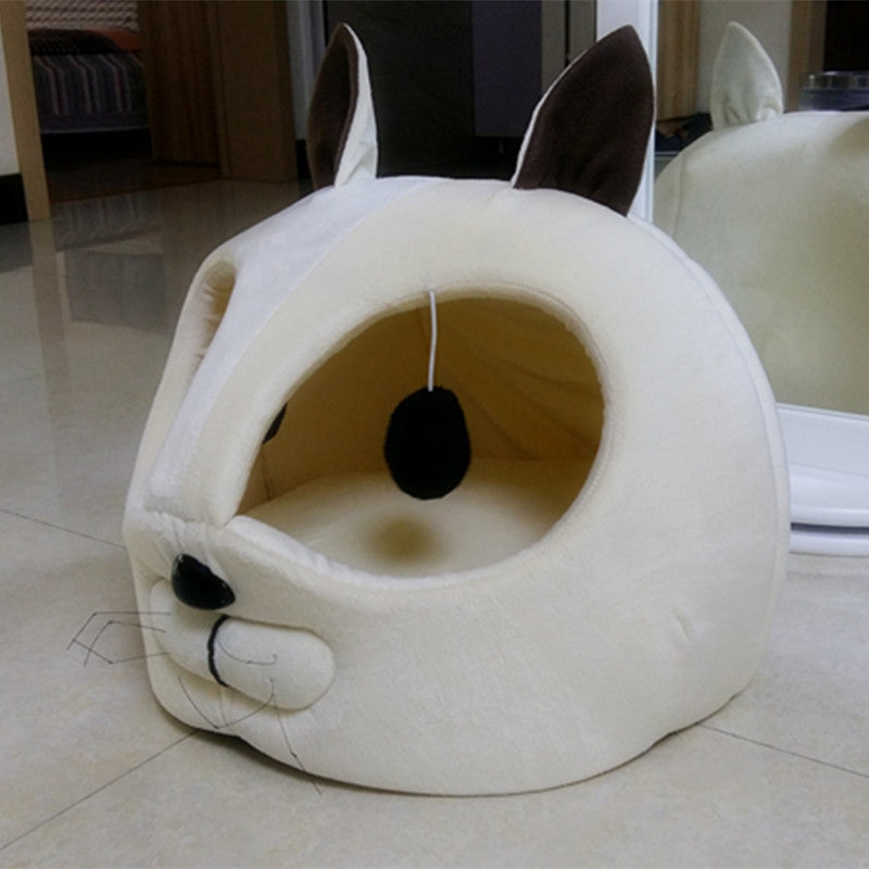 Soft Plush Enclosed Pet Bed for Cats and Small Dogs