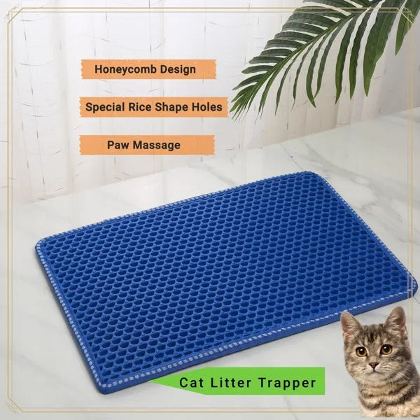 MiLi EVA Cat Litter Mat Double Layer Traps Scatter Blue