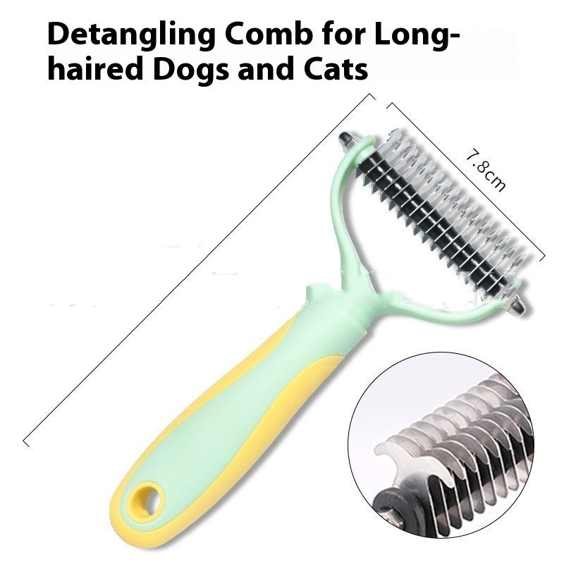 Double-Sided Pet Fur Knot Cutter Grooming Comb For Dogs Cats