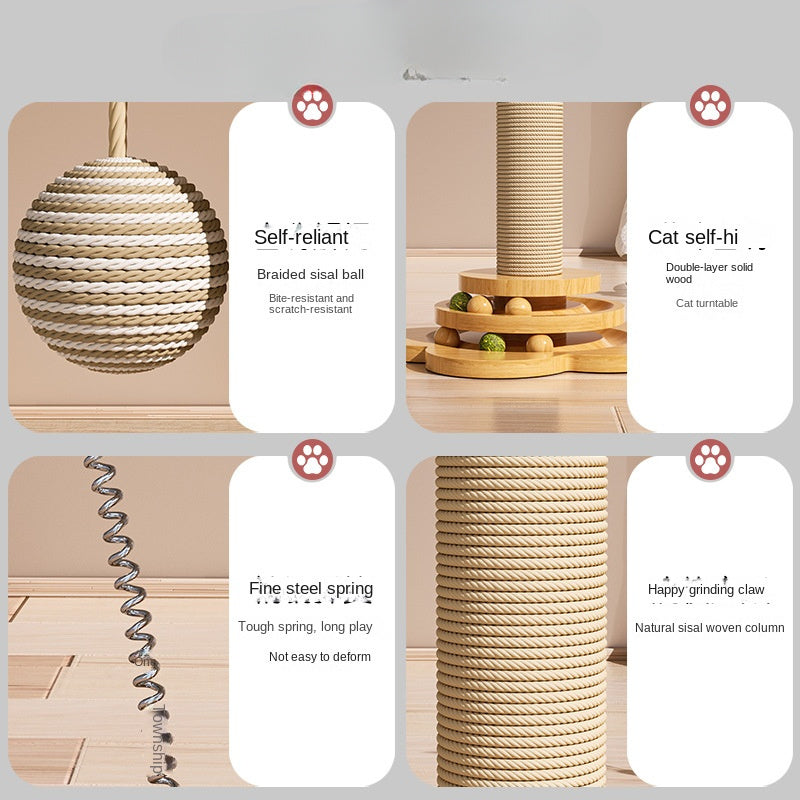 Interactive Multi-Layer Cat Scratcher With Rotating Platform & Toys