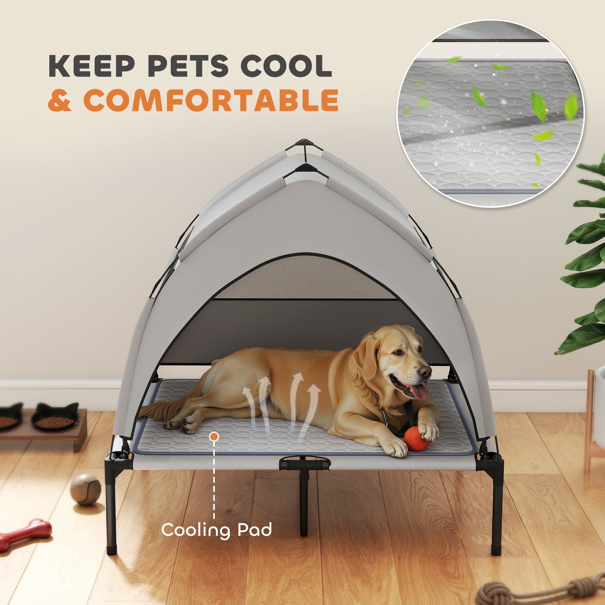 Elevated Outdoor Dog Bed With Removable Canopy Cooling Comfort
