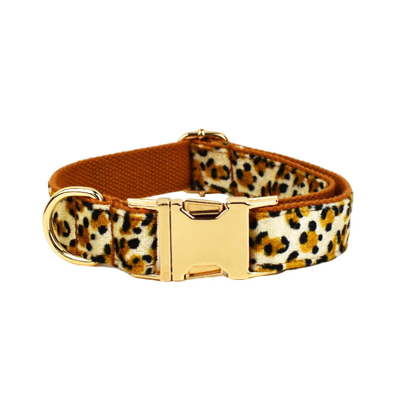 Leopard Print Dog Collar Fashion Cloth Adjustable Stylish Pet Accessory