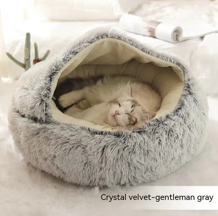 2 In 1 Plush Winter Pet Bed Warm Cozy