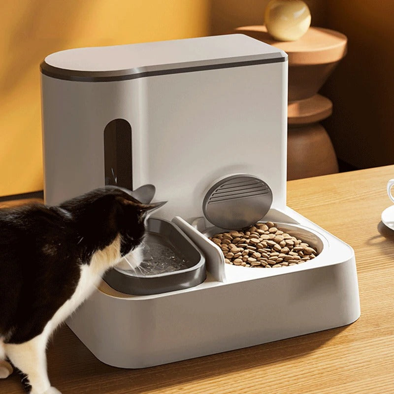 Automatic Cat Feeder Water Dispenser Integrated Double Bowl System