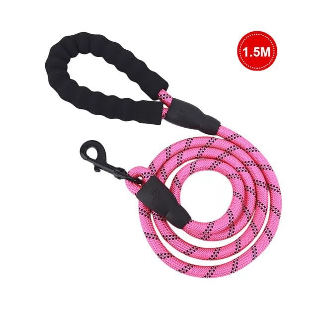 Reflective Nylon Dog Leash 1.5M Heavy Duty Padded Grip