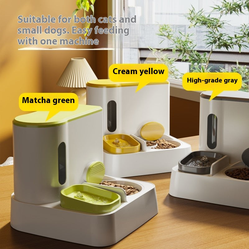 Automatic Cat Feeder Water Dispenser Integrated Double Bowl System