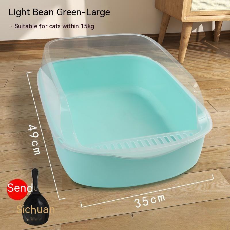 Semi-Enclosed Anti-Sand PP Cat Litter Box Privacy