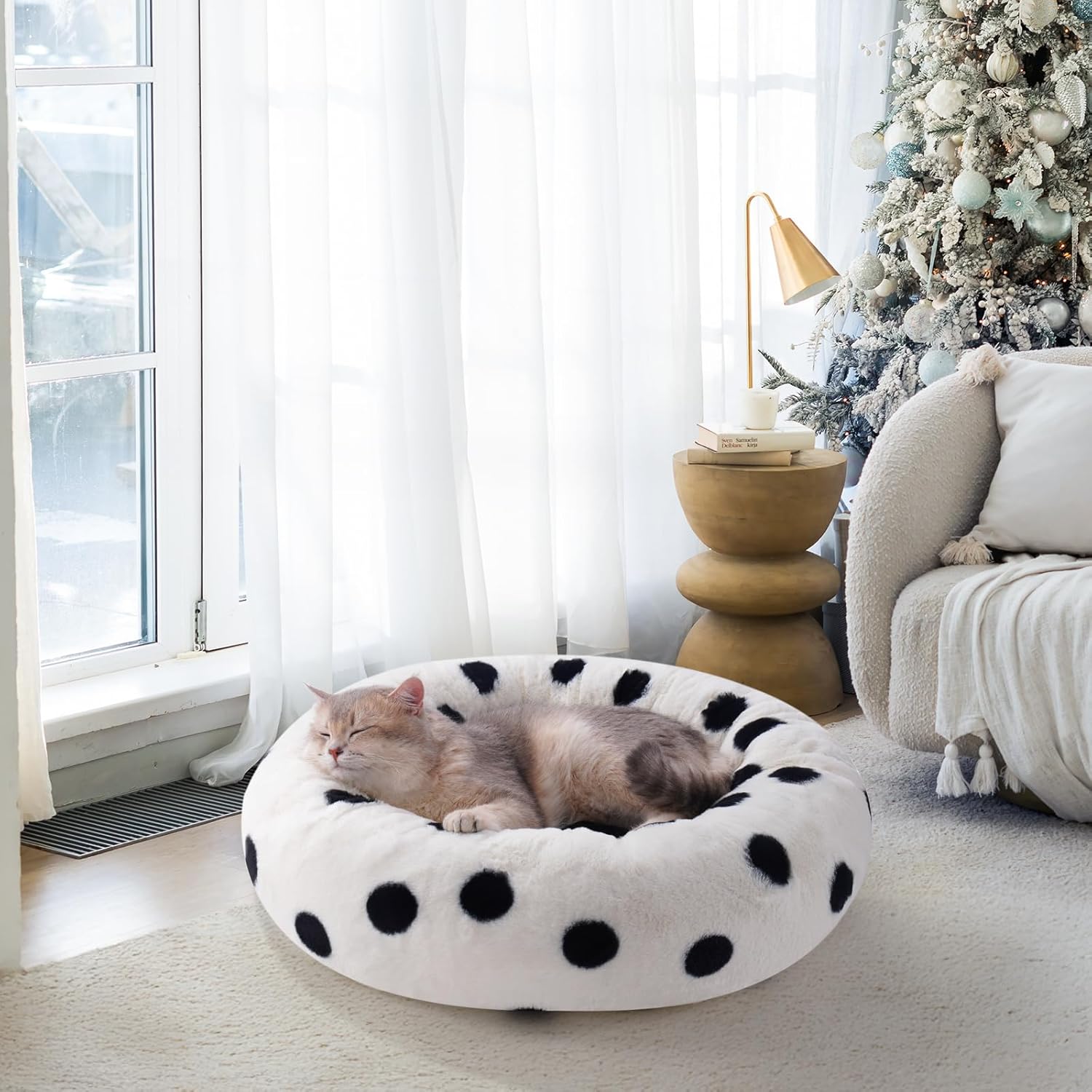 Luxury Donut Cat Bed Plush Washable Non Slip Comfort
