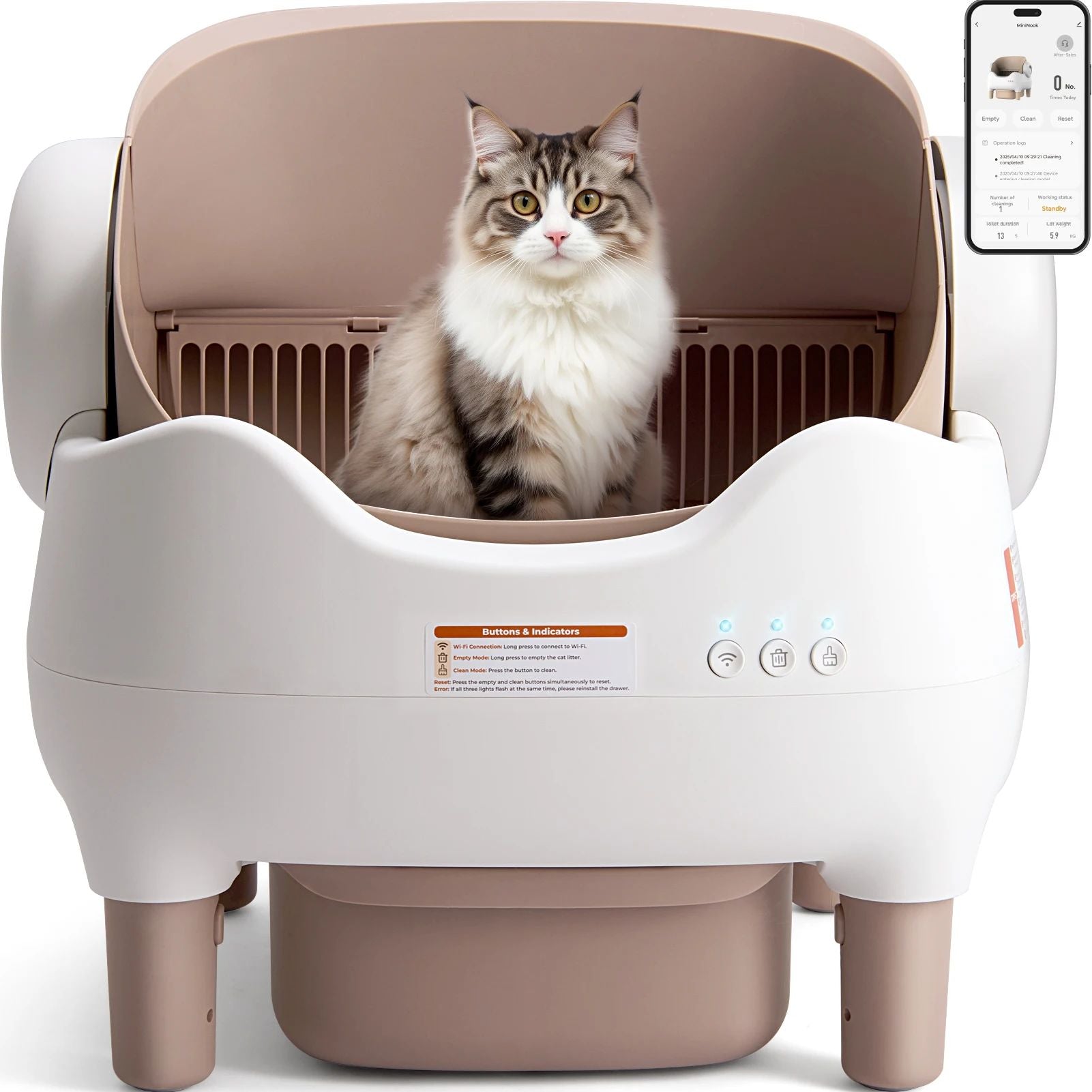 Open Automatic PVC Cat Litter Box Deodorizing White Kit
