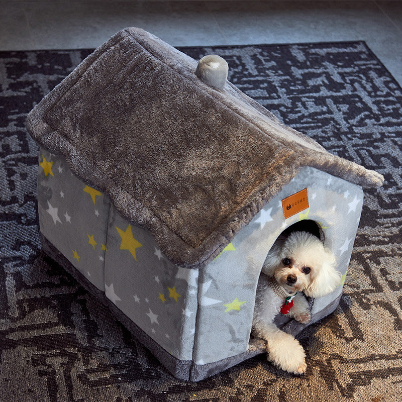 Self Warming Enclosed Pet Bed Cozy Winter Nest