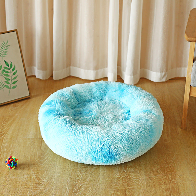 Calming Round Plush Pet Bed For Dogs And Cats