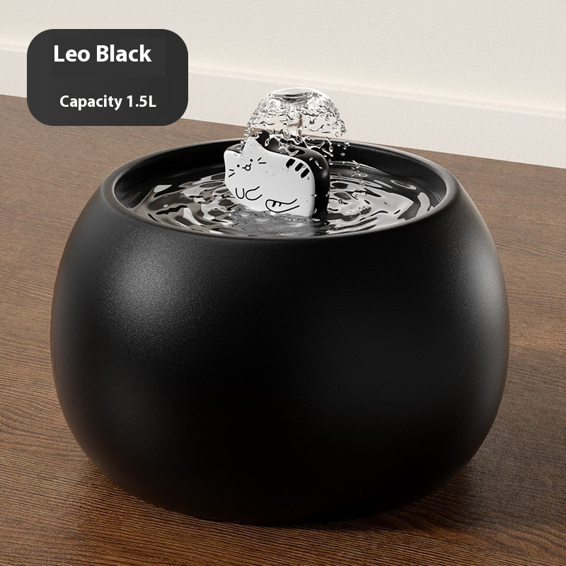 Ceramic Kitty Pet Water Fountain — 1–1.5L Automatic Hydration System
