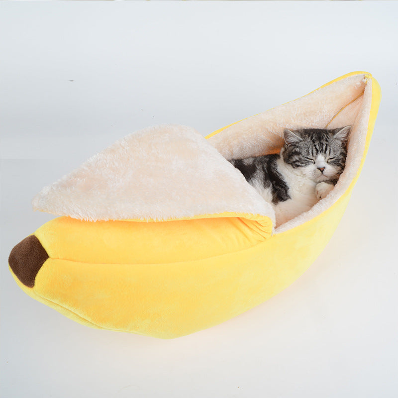Banana Shaped Pet Nest Removable Washable Cozy All Season Bed