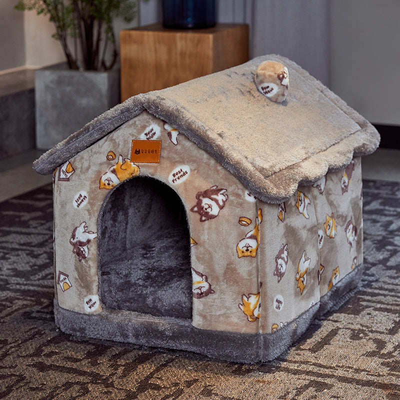 Self Warming Enclosed Pet Bed Cozy Winter Nest