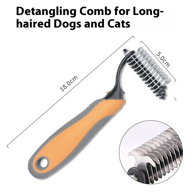 Double-Sided Pet Fur Knot Cutter Grooming Comb For Dogs Cats