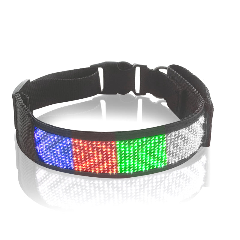 Smart LED Luminous Pet Collar App-Controlled Music Rhythm Rechargeable Safety