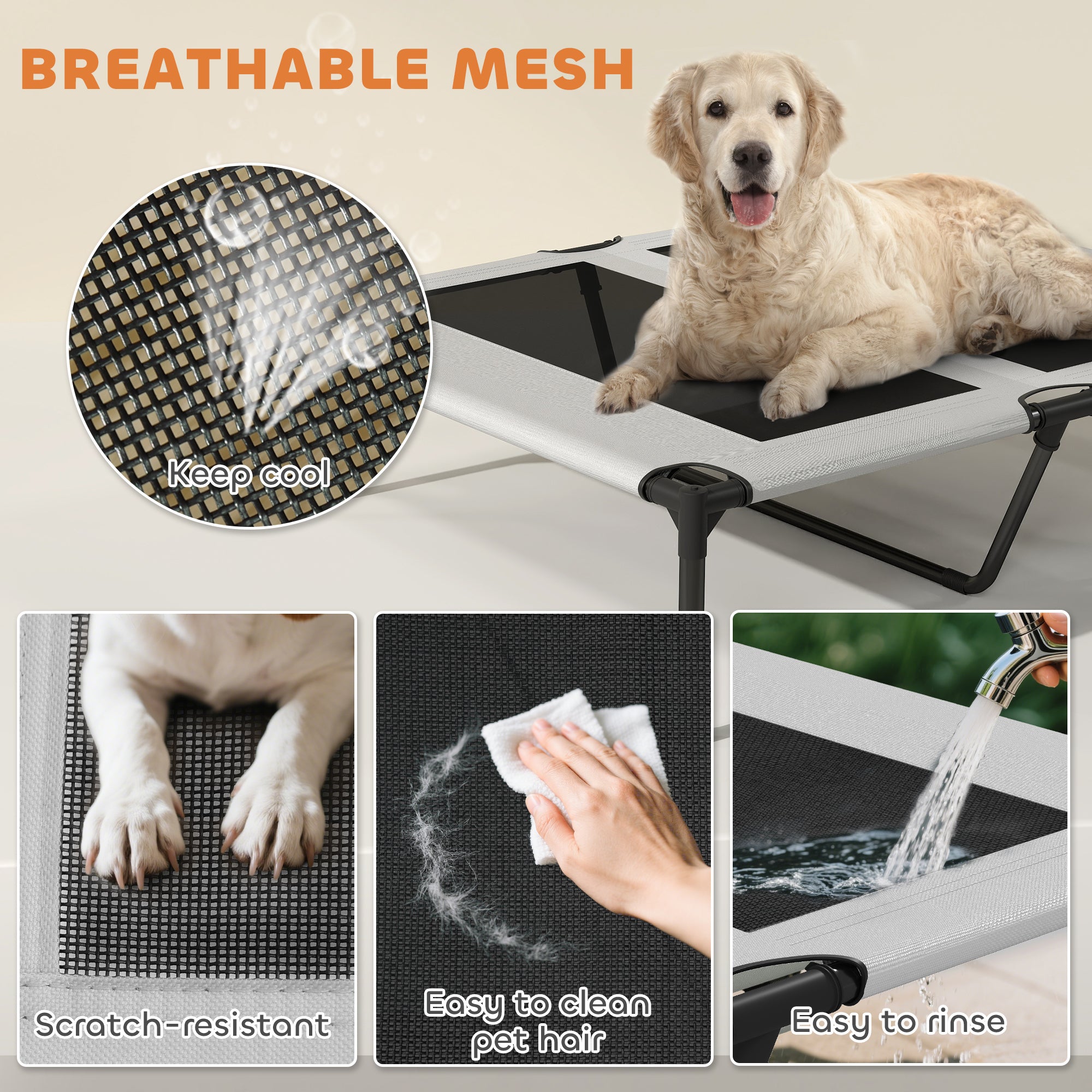 Elevated Outdoor Dog Bed With Removable Canopy Cooling Comfort