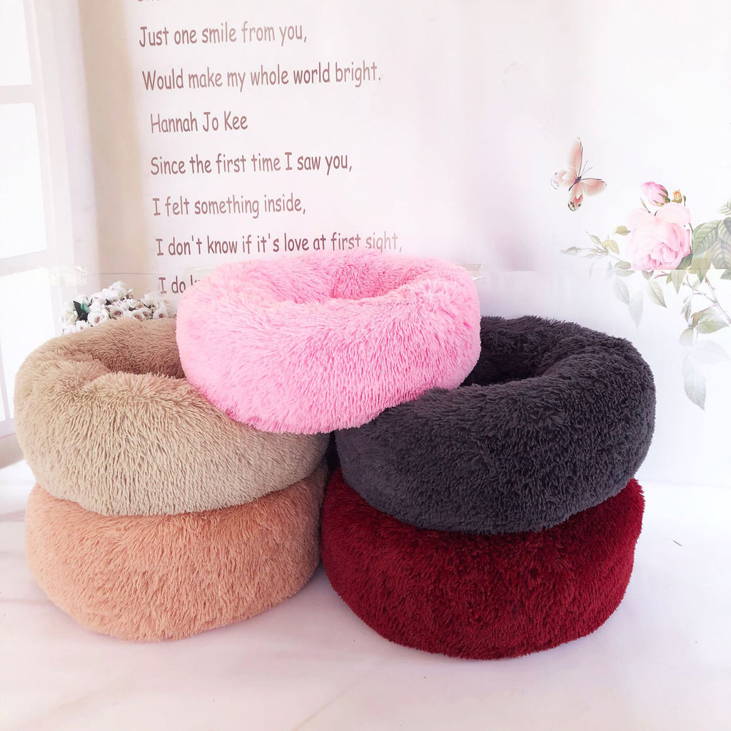 Calming Round Plush Pet Bed For Dogs And Cats