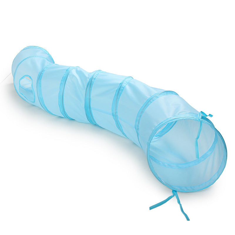 Collapsible S-Shaped Cat Tunnel Toy For Indoor Play Exercise