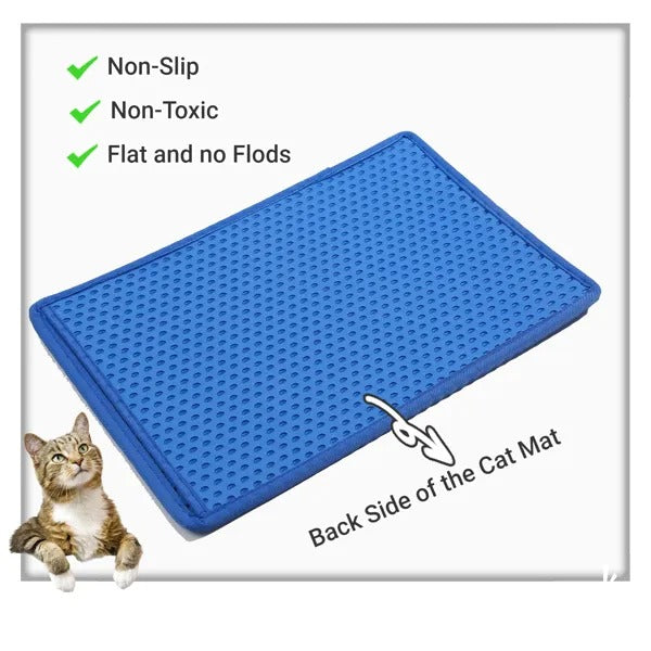 MiLi EVA Cat Litter Mat Double Layer Traps Scatter Blue