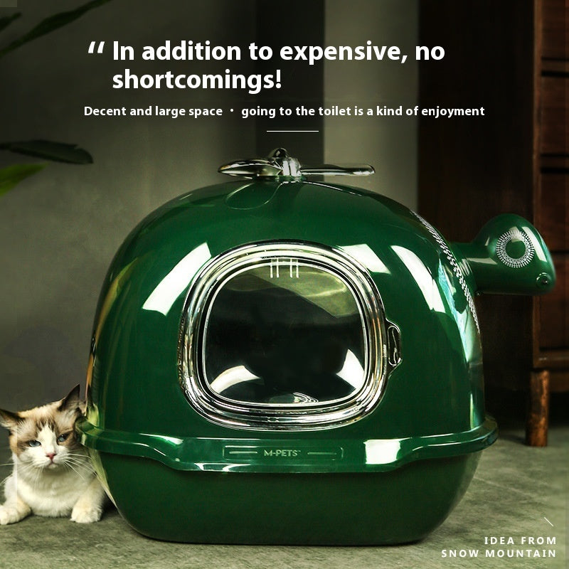 Oversized Aircraft Style Cat Litter Box Large Splash Proof Design