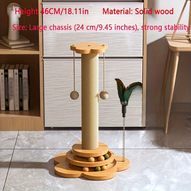 Interactive Multi-Layer Cat Scratcher With Rotating Platform & Toys