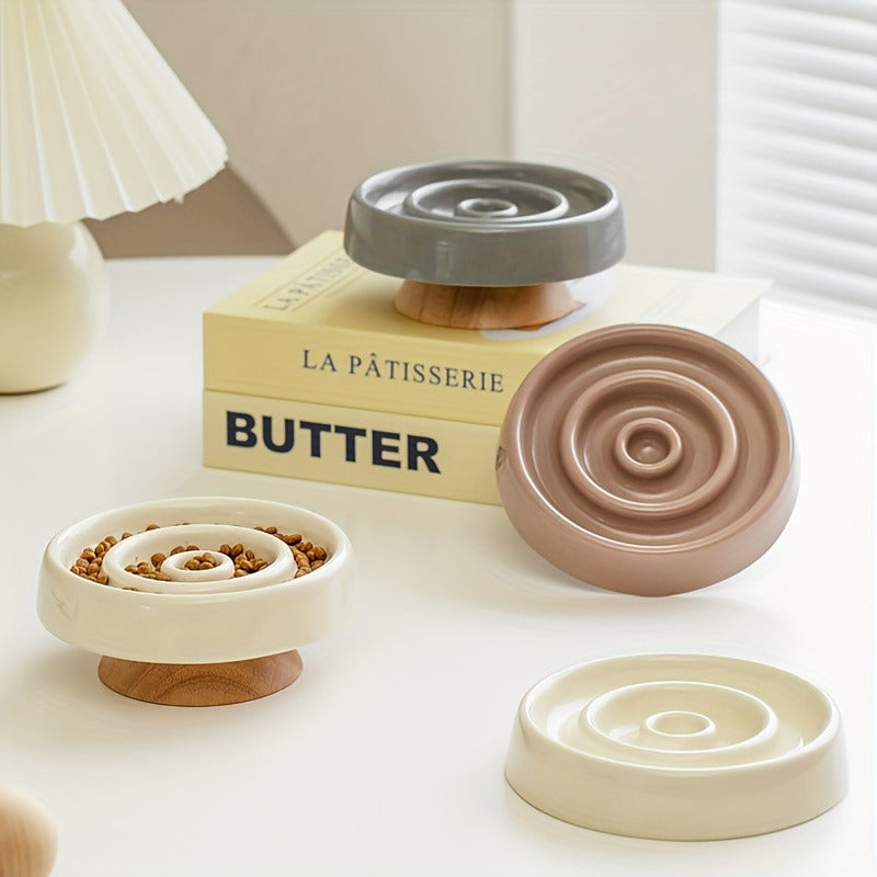 Ceramic Slow Feeder Dog Bowl Anti Gulping Puzzle Cat Dish