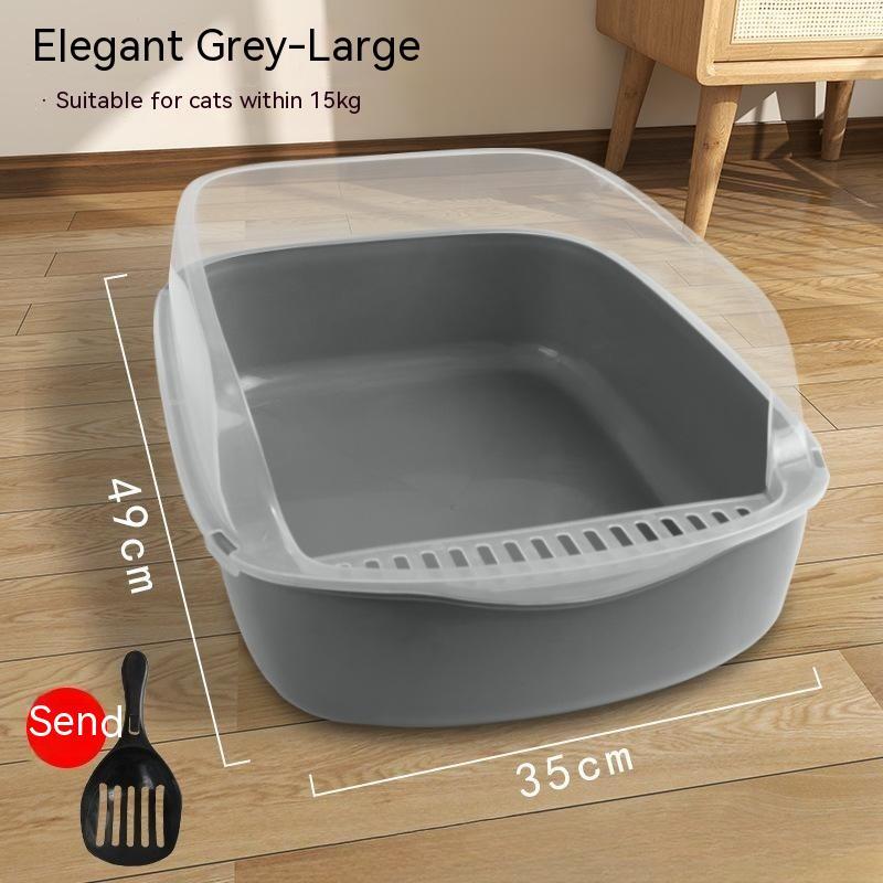 Semi-Enclosed Anti-Sand PP Cat Litter Box Privacy