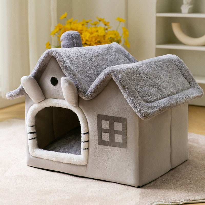Self Warming Enclosed Pet Bed Cozy Winter Nest