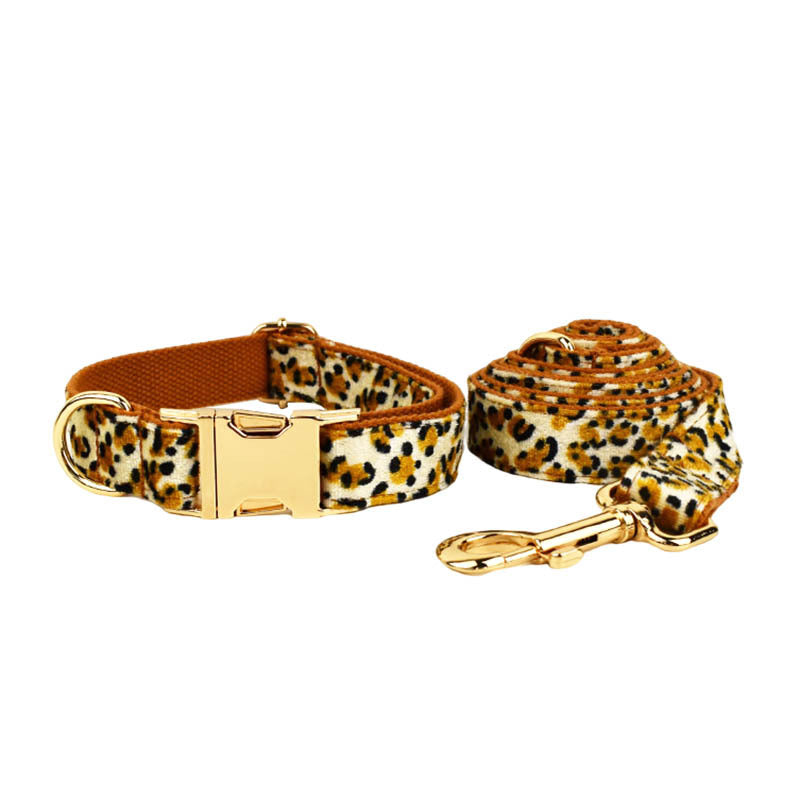 Leopard Print Dog Collar Fashion Cloth Adjustable Stylish Pet Accessory