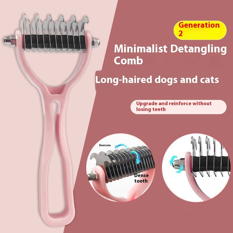 Double-Sided Pet Fur Knot Cutter Grooming Comb For Dogs Cats