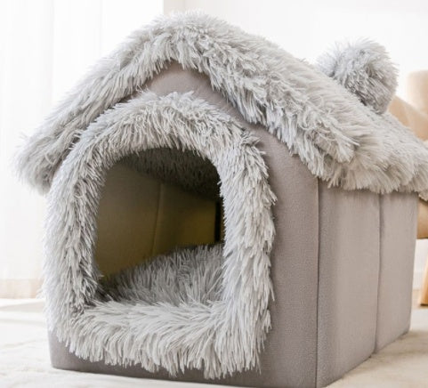 Self Warming Enclosed Pet Bed Cozy Winter Nest