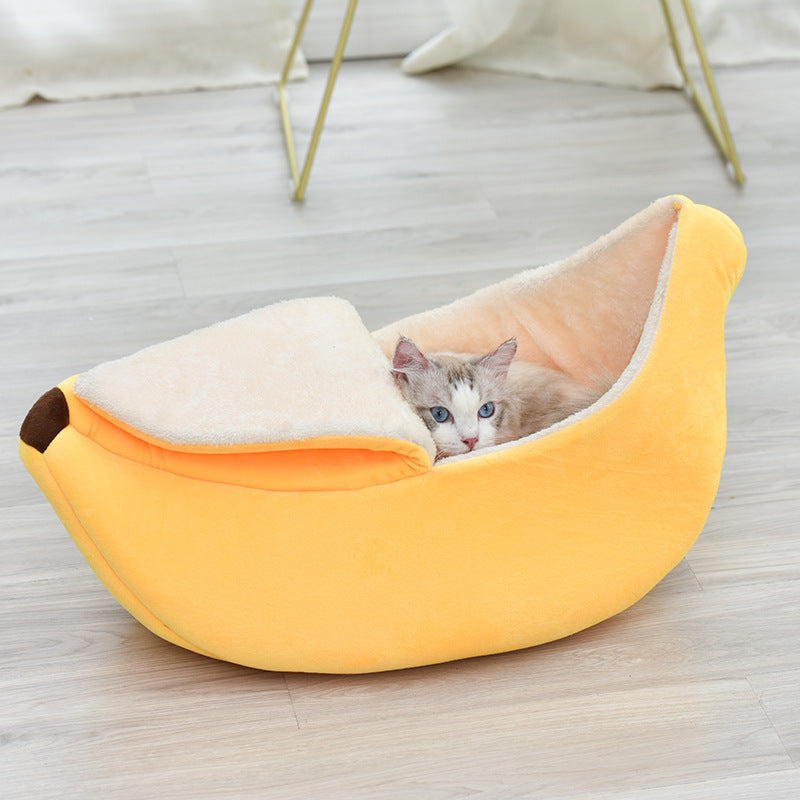 Banana Shaped Pet Nest Removable Washable Cozy All Season Bed