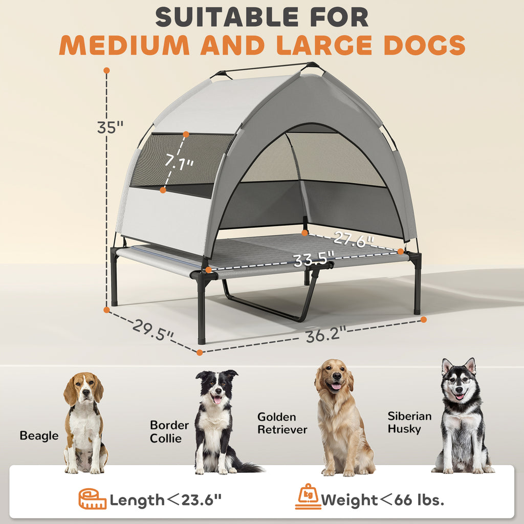 Elevated Outdoor Dog Bed With Removable Canopy Cooling Comfort