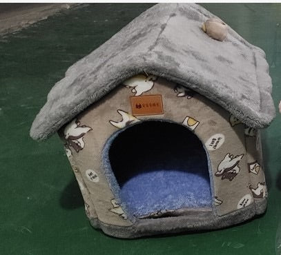 Self Warming Enclosed Pet Bed Cozy Winter Nest