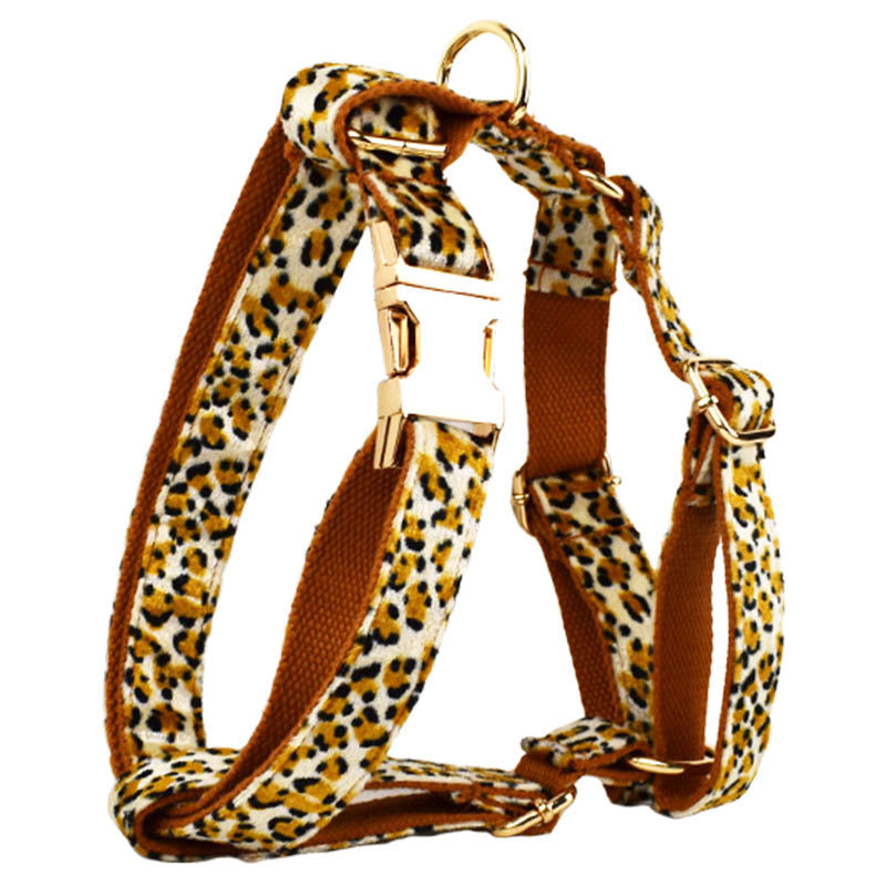 Leopard Print Dog Collar Fashion Cloth Adjustable Stylish Pet Accessory