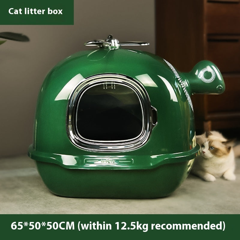 Oversized Aircraft Style Cat Litter Box Large Splash Proof Design
