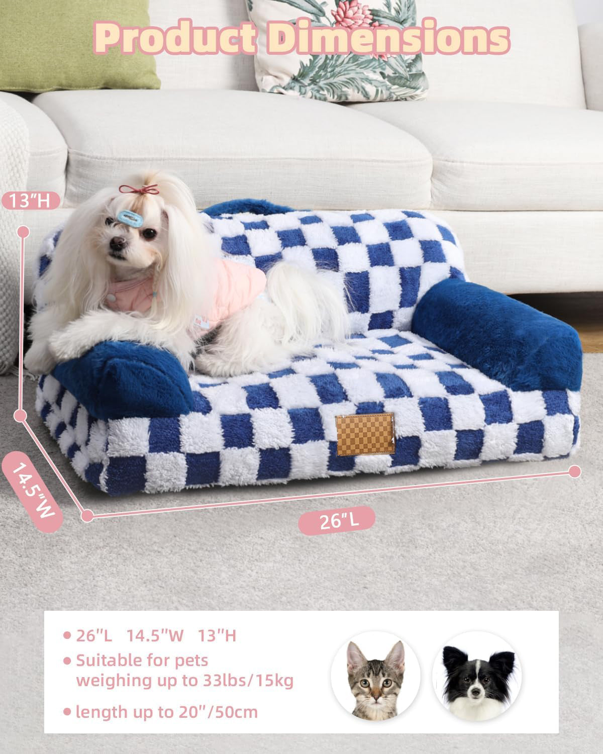Luxury Machine Washable Pet Bed with Removable Jacquard Leather Cover
