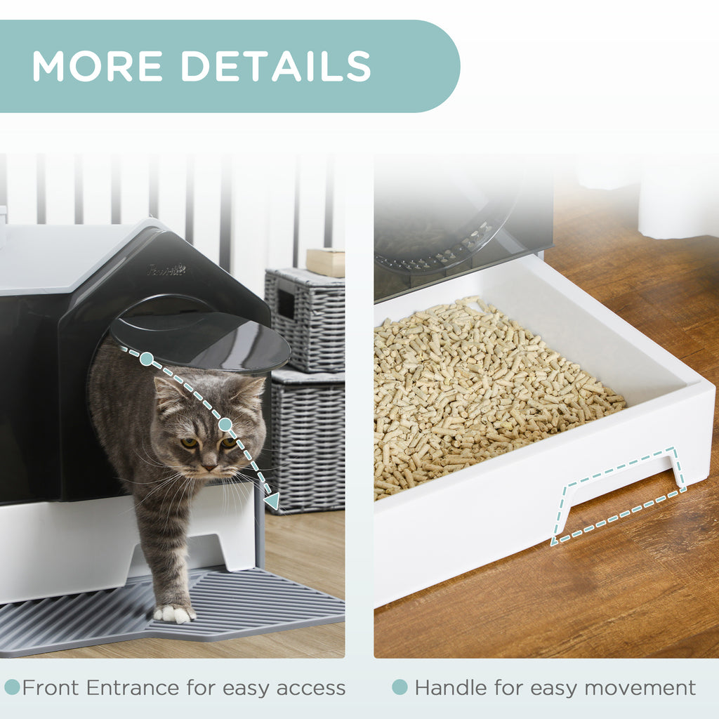 Hooded Drawer Cat Litter Box Odor-Free Scoop Mat Included