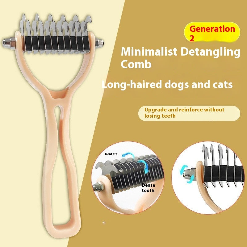 Double-Sided Pet Fur Knot Cutter Grooming Comb For Dogs Cats