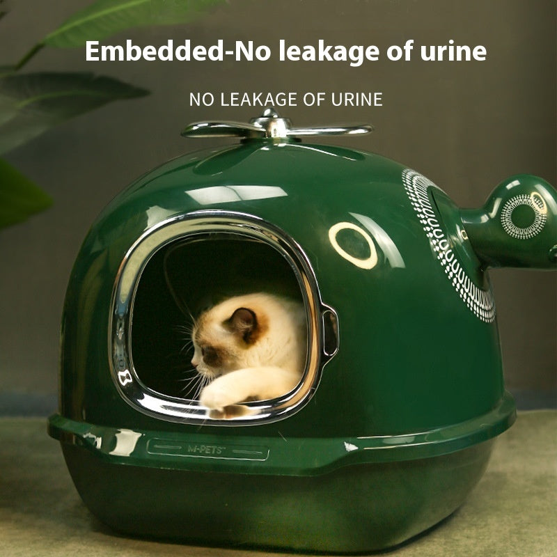 Oversized Aircraft Style Cat Litter Box Large Splash Proof Design