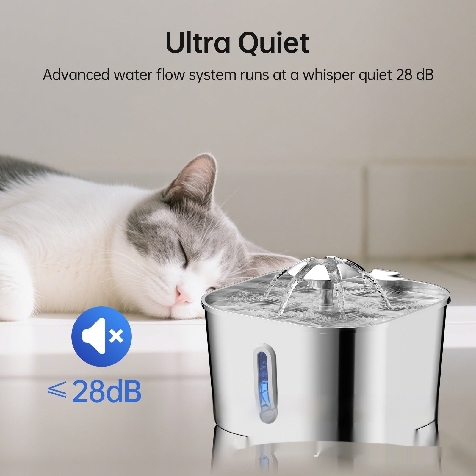 2.2L Stainless Steel Pet Fountain — Quiet Fresh-Flow Hydration System