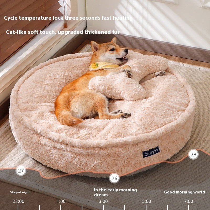 Removable Washable Plush Pet Nest — Cozy Round Bed for Pets